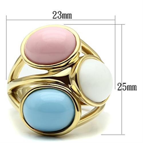 GL303 IP Gold(Ion Plating) Brass Ring with Synthetic in Multi Color - Joyeria Lady