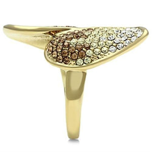 GL304 IP Gold(Ion Plating) Brass Ring with Top Grade Crystal in Multi Color