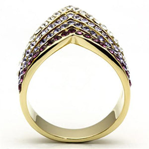 GL305 IP Gold(Ion Plating) Brass Ring with Top Grade Crystal in Multi Color