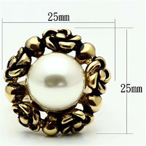 GL308 IP Gold(Ion Plating) Brass Ring with Synthetic in White - Joyeria Lady