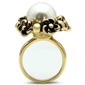 GL308 IP Gold(Ion Plating) Brass Ring with Synthetic in White