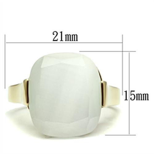 GL309 IP Gold(Ion Plating) Brass Ring with Synthetic in White - Joyeria Lady