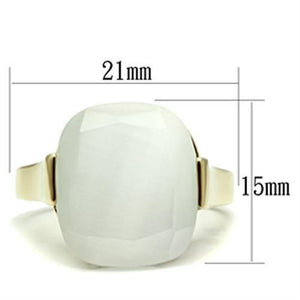 GL309 IP Gold(Ion Plating) Brass Ring with Synthetic in White