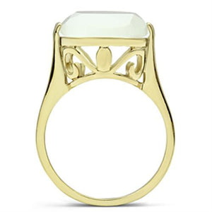 GL309 IP Gold(Ion Plating) Brass Ring with Synthetic in White