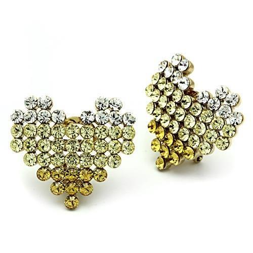 GL333 IP Gold(Ion Plating) Brass Earrings with Top Grade Crystal in Multi Color - Joyeria Lady