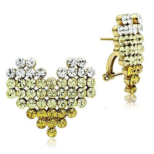 GL333 IP Gold(Ion Plating) Brass Earrings with Top Grade Crystal in Multi Color - Joyeria Lady