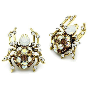GL347 IP Gold(Ion Plating) Brass Earrings with Top Grade Crystal in Multi Color