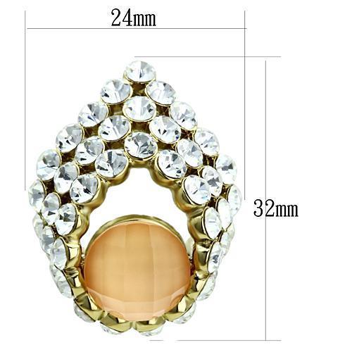 GL355 IP Gold(Ion Plating) Brass Earrings with Synthetic in Orange - Joyeria Lady