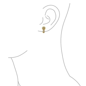 CZ Belt Buckle Stud Drop Earrings Omega Back Gold Plated