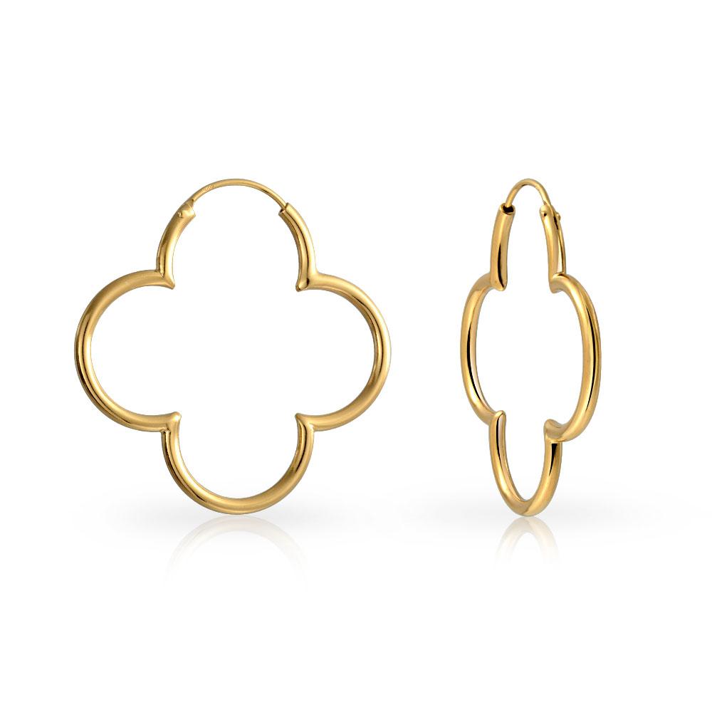 Clover Endless Hoop Earrings Rose Gold Plated 925 Sterling Silver - Joyeria Lady