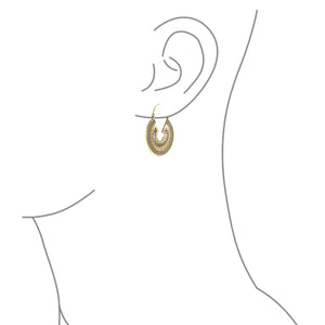 Boho Bali Style Filigree Crescent Round Hoop Earrings Gold Plated
