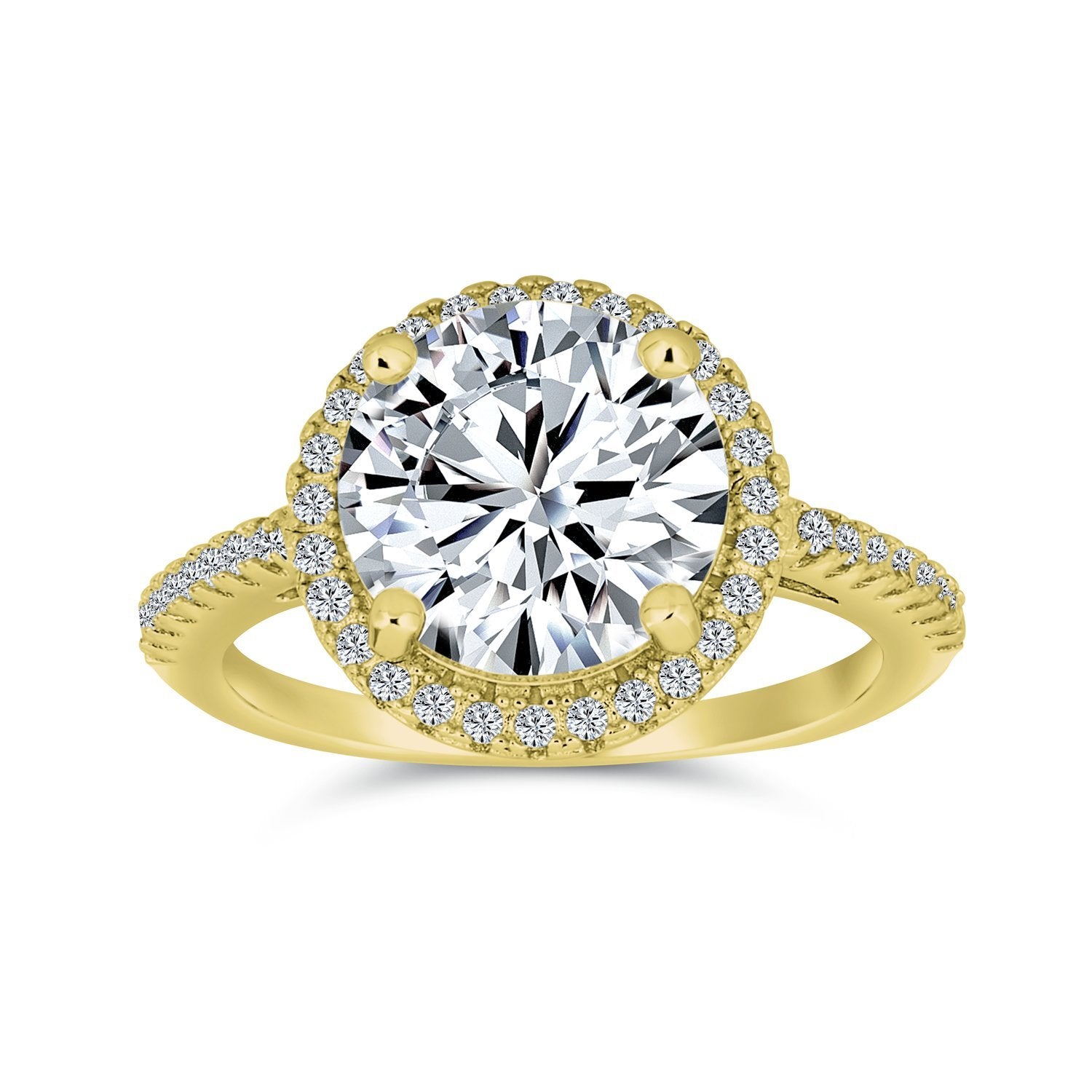 3CT Solitaire AAA CZ Halo Engagement Ring Band 925 Sterling Silver - Joyeria Lady