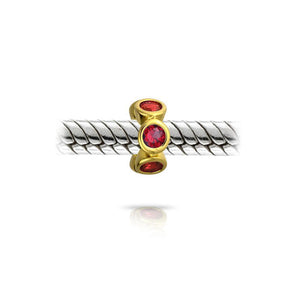 d Emerald Ruby CZ Charm Bead Gold Plated Sterling Silver
