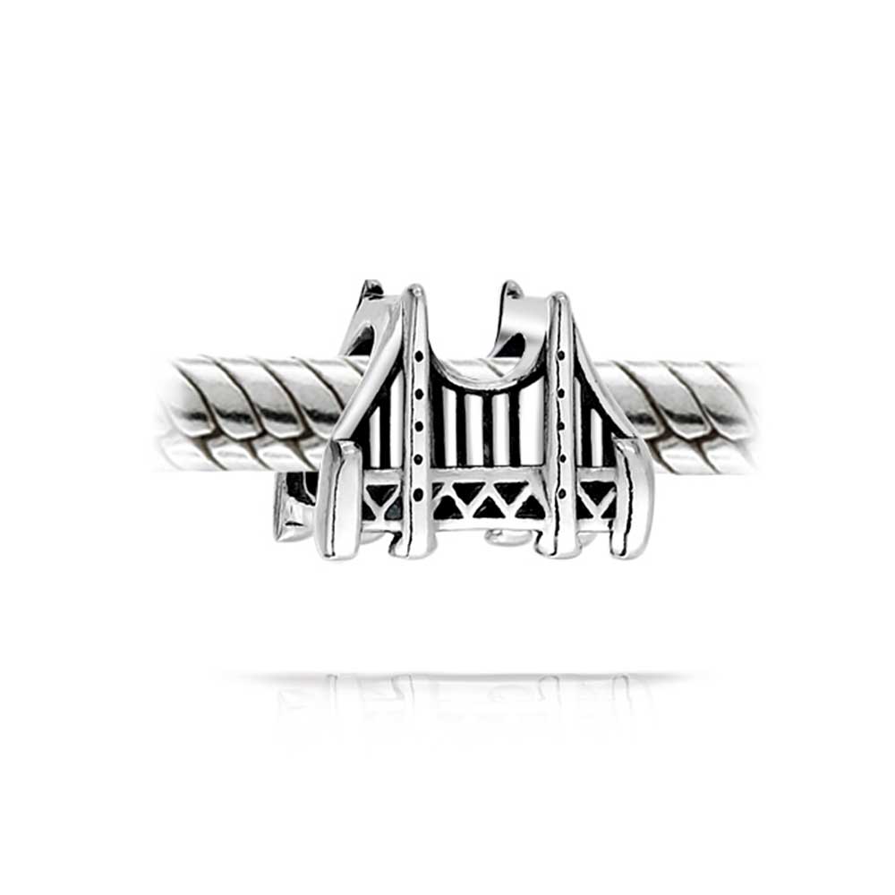 Golden Gate Bridge San Francisco L mark Charm Bead Sterling Silver - Joyeria Lady