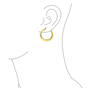 Boho Style Hammered Large Hoop Earrings Silver Gold Plated 2 Inch