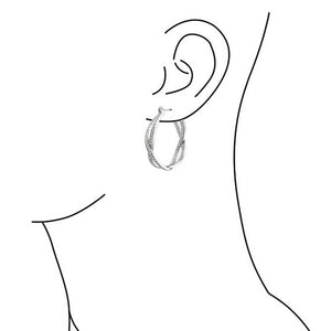 Infinity Knot Inside Out Twist CZ Prom Hoop Earrings Silver Plated