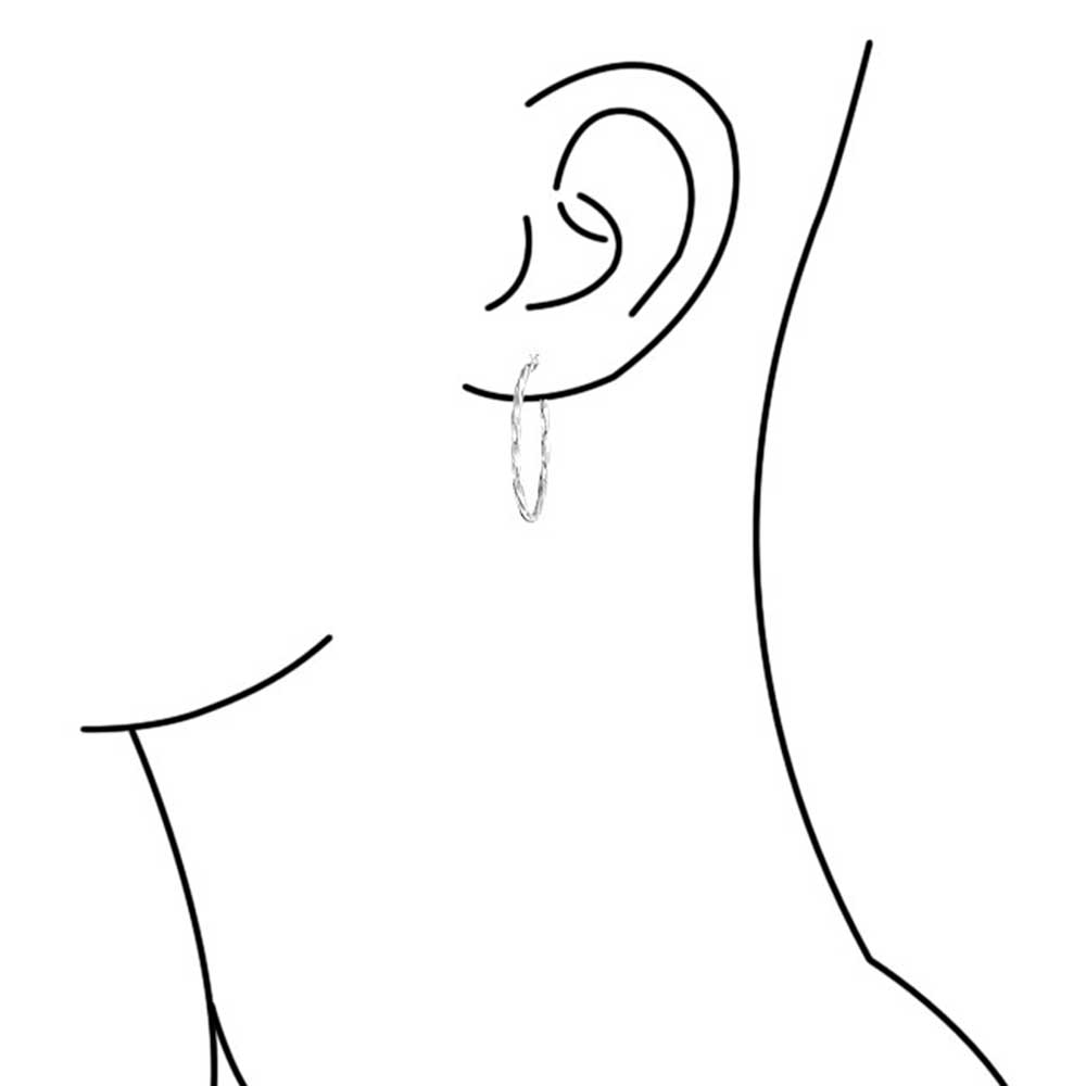 Wire Cable Twist Large Hoop Earrings 925 Sterling Silver 1 8 Inch Dia - Joyeria Lady