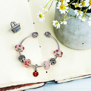 Love Screw Starter Charm Cuff Beads Bangle Bracelet Sterling Silver