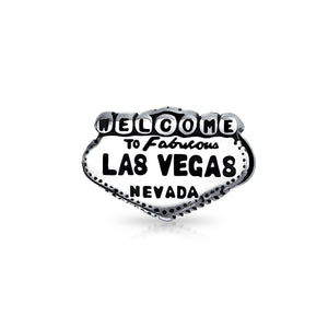 Welcome To Las Vegas Landmark Sign Vacation Travel Charm Bead Silver - Joyeria Lady