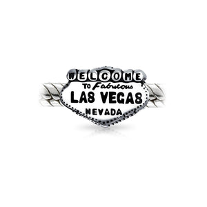 Welcome To Las Vegas Landmark Sign Vacation Travel Charm Bead Silver