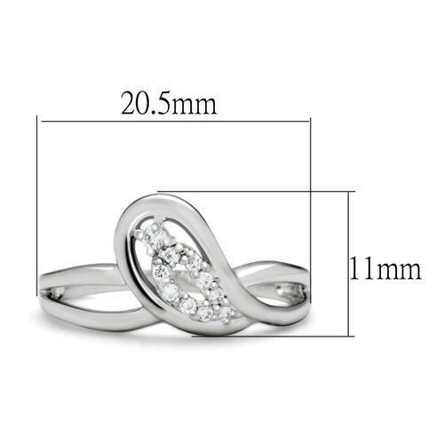 LO2051 Rhodium Brass Ring with AAA Grade CZ in Clear - Joyeria Lady