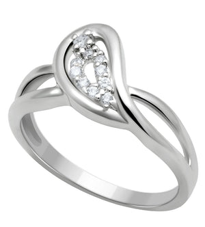 LO2051 Rhodium Brass Ring with AAA Grade CZ in Clear - Joyeria Lady