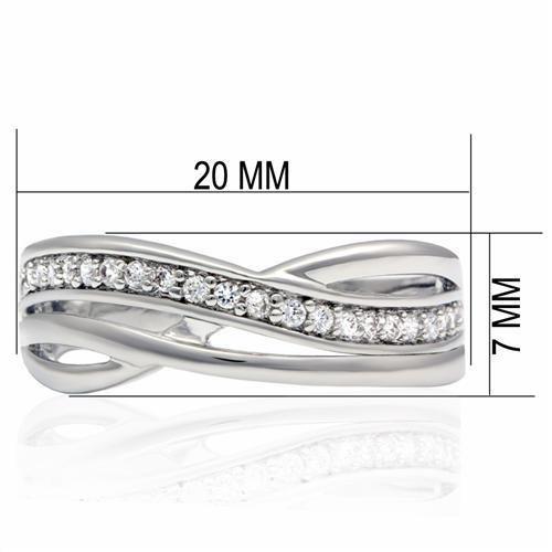 LO2058 Rhodium Brass Ring with AAA Grade CZ in Clear - Joyeria Lady