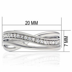 LO2058 Rhodium Brass Ring with AAA Grade CZ in Clear