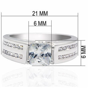LO2070 Rhodium Brass Ring with AAA Grade CZ in Clear