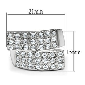 LO2095 Rhodium Brass Ring with Top Grade Crystal in Clear