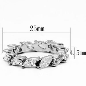 LO2469 Rhodium Brass Ring with AAA Grade CZ in Clear