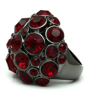 LO2501 Ruthenium Brass Ring with Top Grade Crystal in Siam