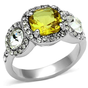 LO2517 Rhodium Brass Ring with Synthetic in Topaz - Joyeria Lady