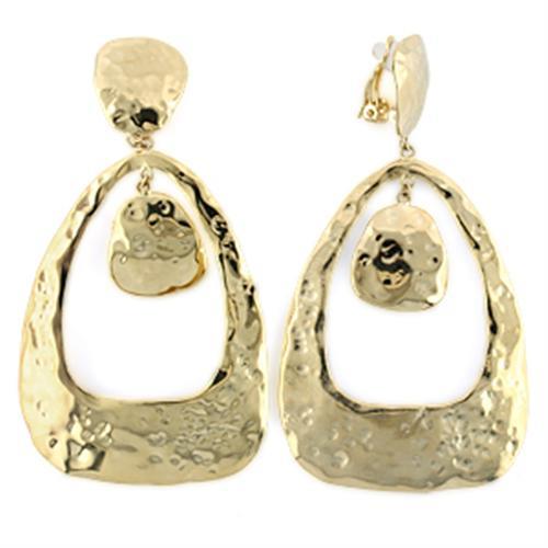 LO808 Gold Brass Earrings with No Stone in No Stone - Joyeria Lady