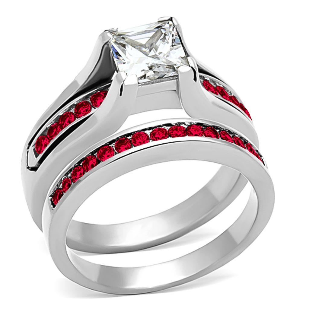 LOA1362 - High polished (no plating) Stainless Steel Ring with AAA Grade CZ  in Multi Color - Joyeria Lady