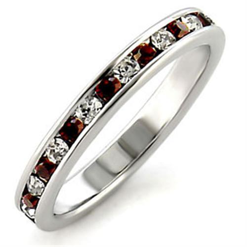 LOA508 - High-Polished 925 Sterling Silver Ring with Top Grade Crystal  in Garnet - Joyeria Lady