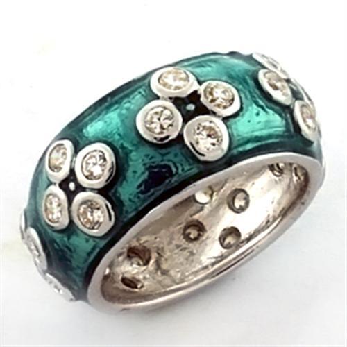 LOA637 - Rhodium 925 Sterling Silver Ring with AAA Grade CZ  in Clear - Joyeria Lady