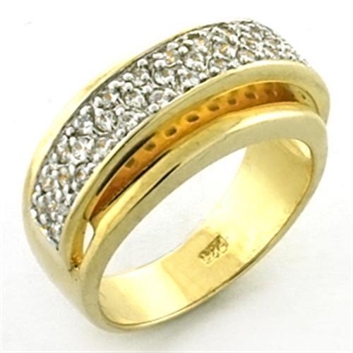 LOA648 - Gold+Rhodium 925 Sterling Silver Ring with AAA Grade CZ  in Clear - Joyeria Lady