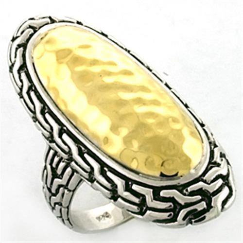 LOA652 - Gold+Rhodium 925 Sterling Silver Ring with No Stone - Joyeria Lady