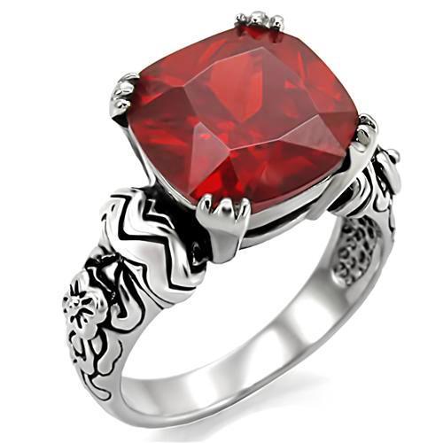 LOA959 - High polished (no plating) Stainless Steel Ring with AAA Grade CZ  in Siam - Joyeria Lady