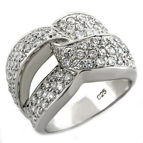LOAS1006 - Rhodium 925 Sterling Silver Ring with AAA Grade CZ  in Clear - Joyeria Lady