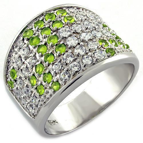 LOAS1007 - Rhodium 925 Sterling Silver Ring with AAA Grade CZ  in Multi Color - Joyeria Lady