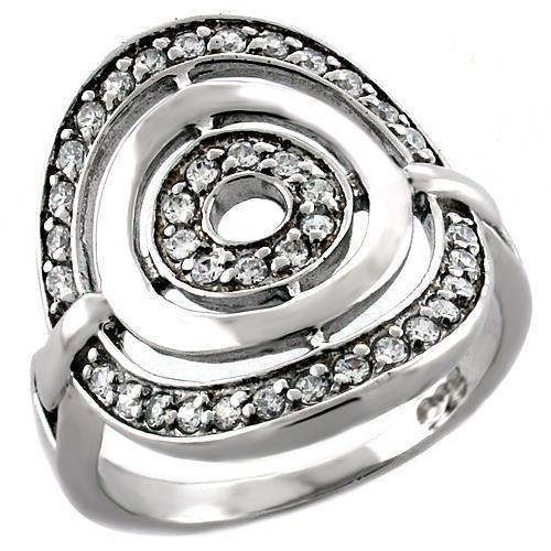 LOAS1018 - Rhodium 925 Sterling Silver Ring with AAA Grade CZ  in Clear - Joyeria Lady