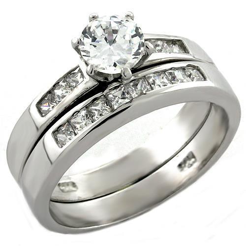 LOAS1025 - Rhodium 925 Sterling Silver Ring with AAA Grade CZ  in Clear - Joyeria Lady