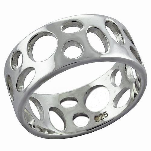 LOAS1026 - High-Polished 925 Sterling Silver Ring with No Stone - Joyeria Lady