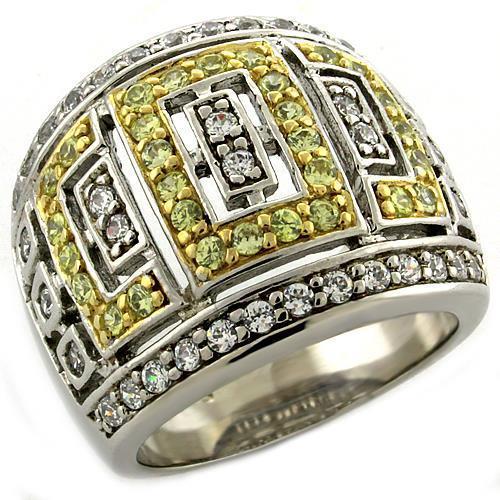 LOAS1043 - Gold+Rhodium 925 Sterling Silver Ring with AAA Grade CZ  in Clear - Joyeria Lady
