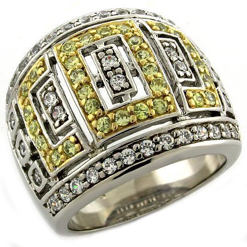 LOAS1043 - Gold+Rhodium 925 Sterling Silver Ring with AAA Grade CZ  in Clear - Joyeria Lady