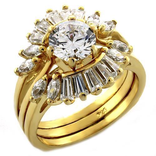 LOAS1056 Gold 925 Sterling Silver Ring with AAA Grade CZ in Clear