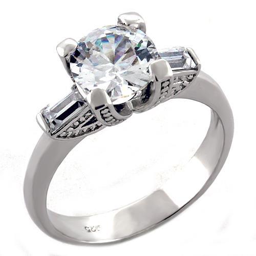LOAS1057 - Rhodium 925 Sterling Silver Ring with AAA Grade CZ  in Clear - Joyeria Lady