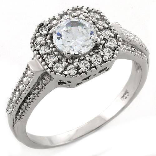 LOAS1062 - Rhodium 925 Sterling Silver Ring with AAA Grade CZ  in Clear - Joyeria Lady